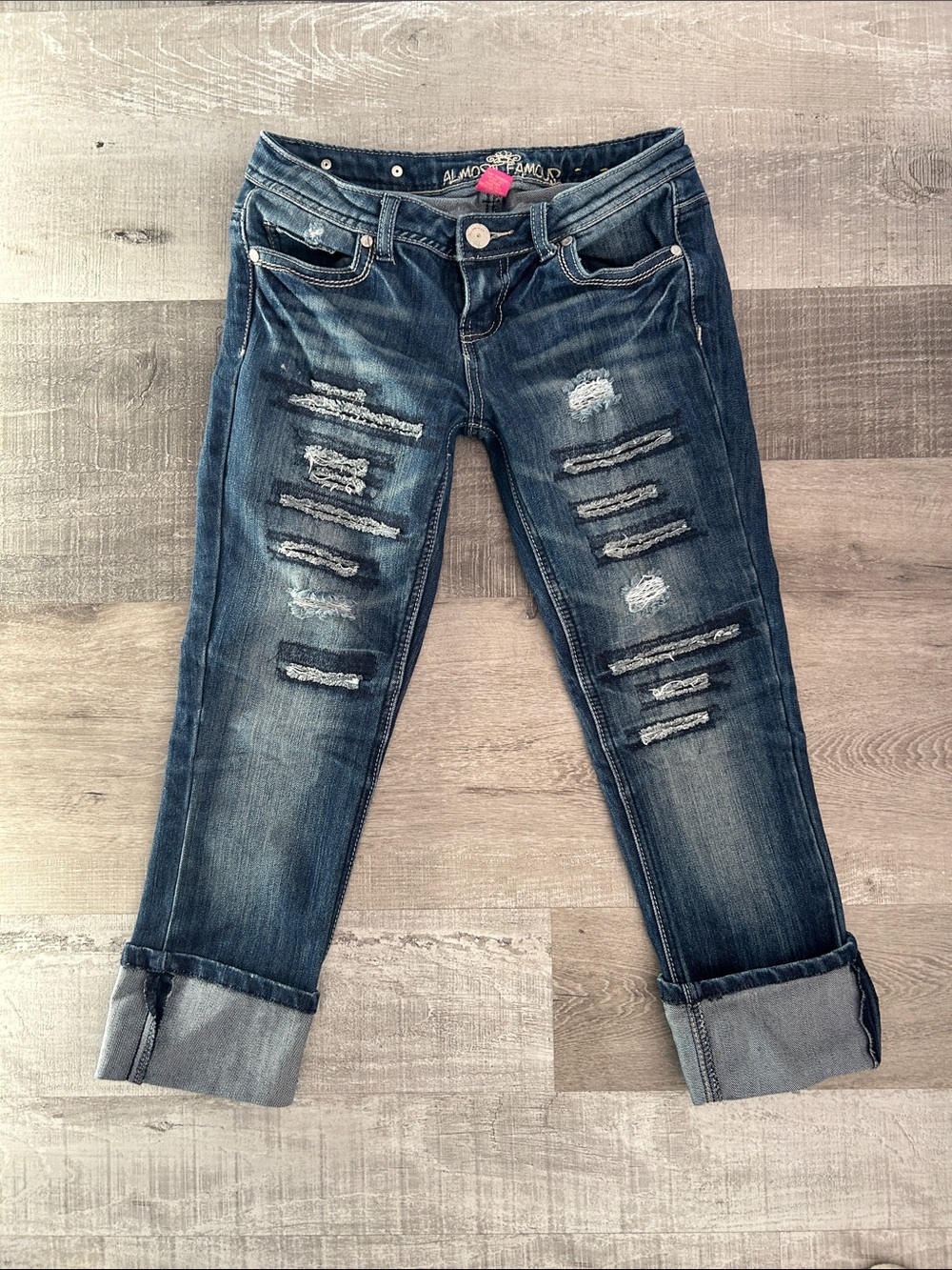 Almost Famous Distressed Dark Blue crop size 5